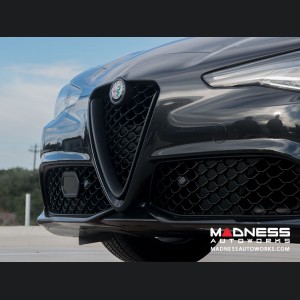 Alfa Romeo Giulia Front V Shield Grill Frame + Emblem Frame Kit - Carbon Fiber - Matte Finish 